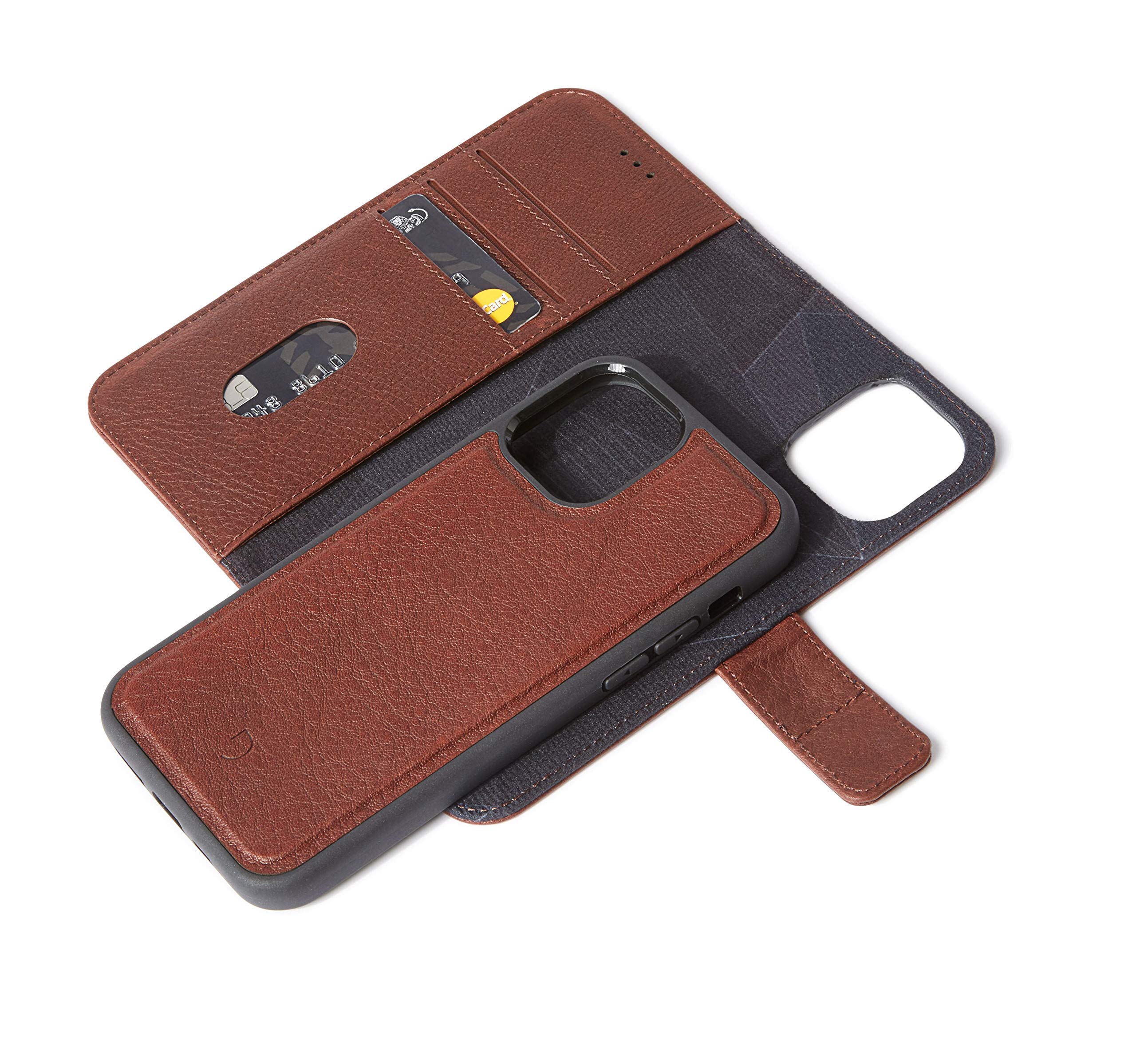 DECODED Detachable Leather Folio Case for iPhone 12 Mini Brown