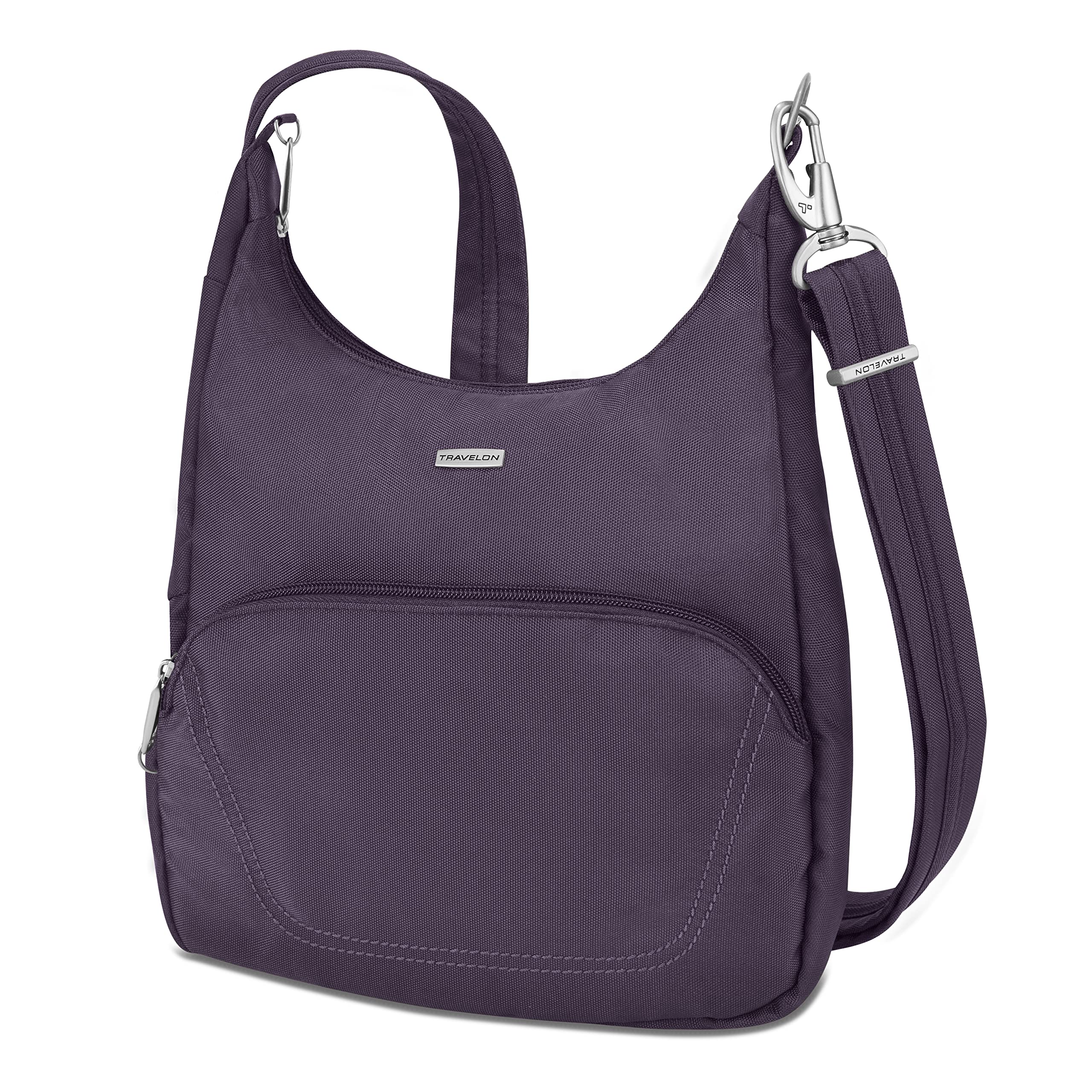 Travelon Anti-Theft Classic Essential Messenger Bag, Purple, 9.75" x 11"H x 2.5", Travelon Anti-Theft Classic Essential Messenger Bag