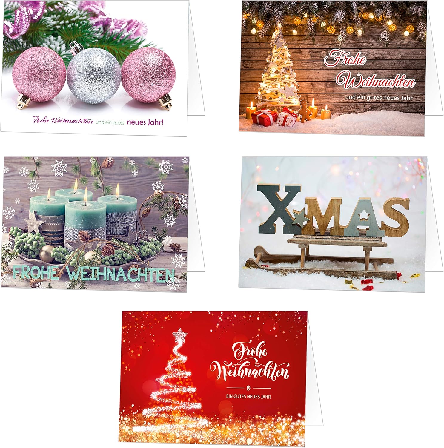 paperSky 100 Exklusive Weihnachtskarten (Klappkarten) mit Umschlag