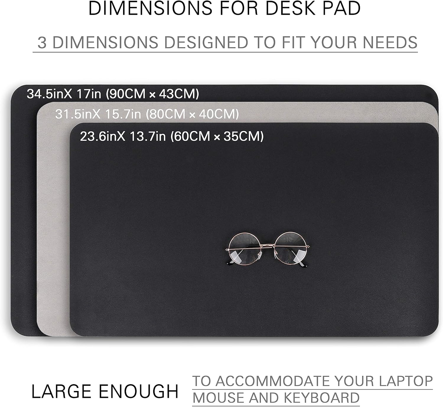 Non-Slip Desk Pad, Waterproof PVC Leather Desk Table Protector, Ultra Thin Large Mouse Pad, Easy Clean Laptop Desk Writing Mat for Office Work/Home/Decor(Black, 23.6" x 13.7") : Office Products