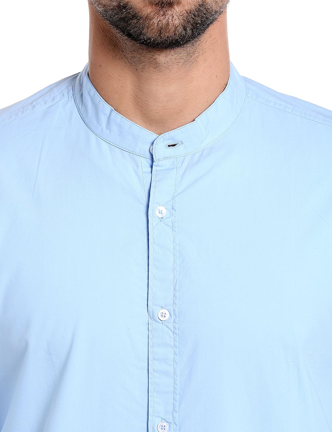 dennis lingo men's cotton sky blue solid casual shirt
