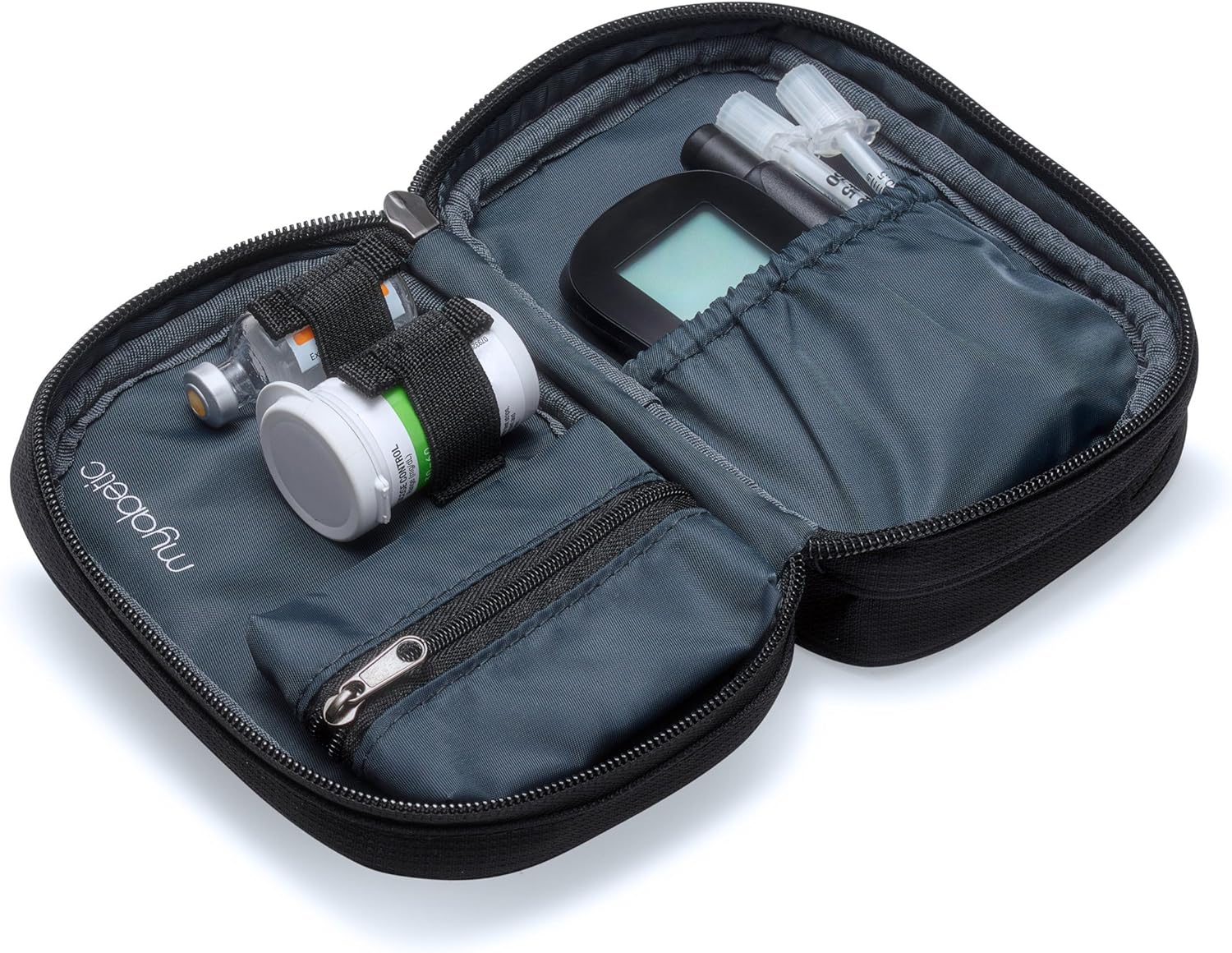Myabetic Clark Diabetes Supply Case for Glucose Monitoring Tools, Includes Insulation Lining - High Quality Material (Black): Health & Personal Care