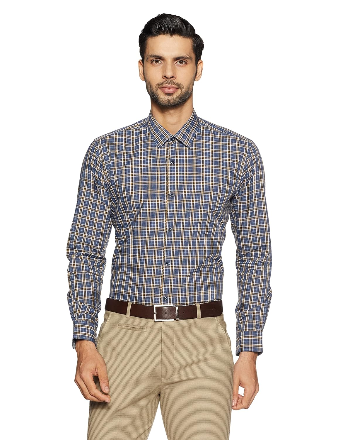 peter england men's solid regular fit formal shirt