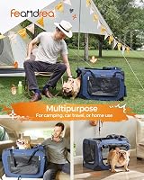 Feandrea Foldable Pet Carrier Bag Large Dog Cat Travel Crate Dark Blue 60x42x42 view 2