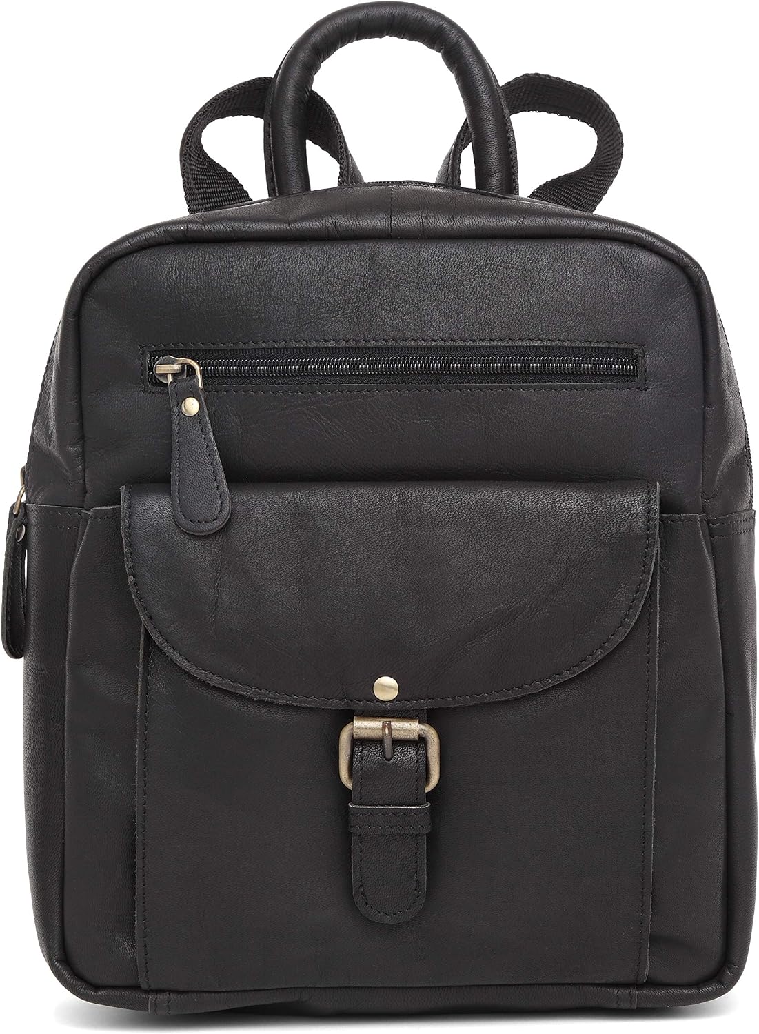 J. Wilson London Ladies Backpack Leather Backpack For Women Girls Schoolbag Casual Daypack School Bag Satchel (Vintage Black)