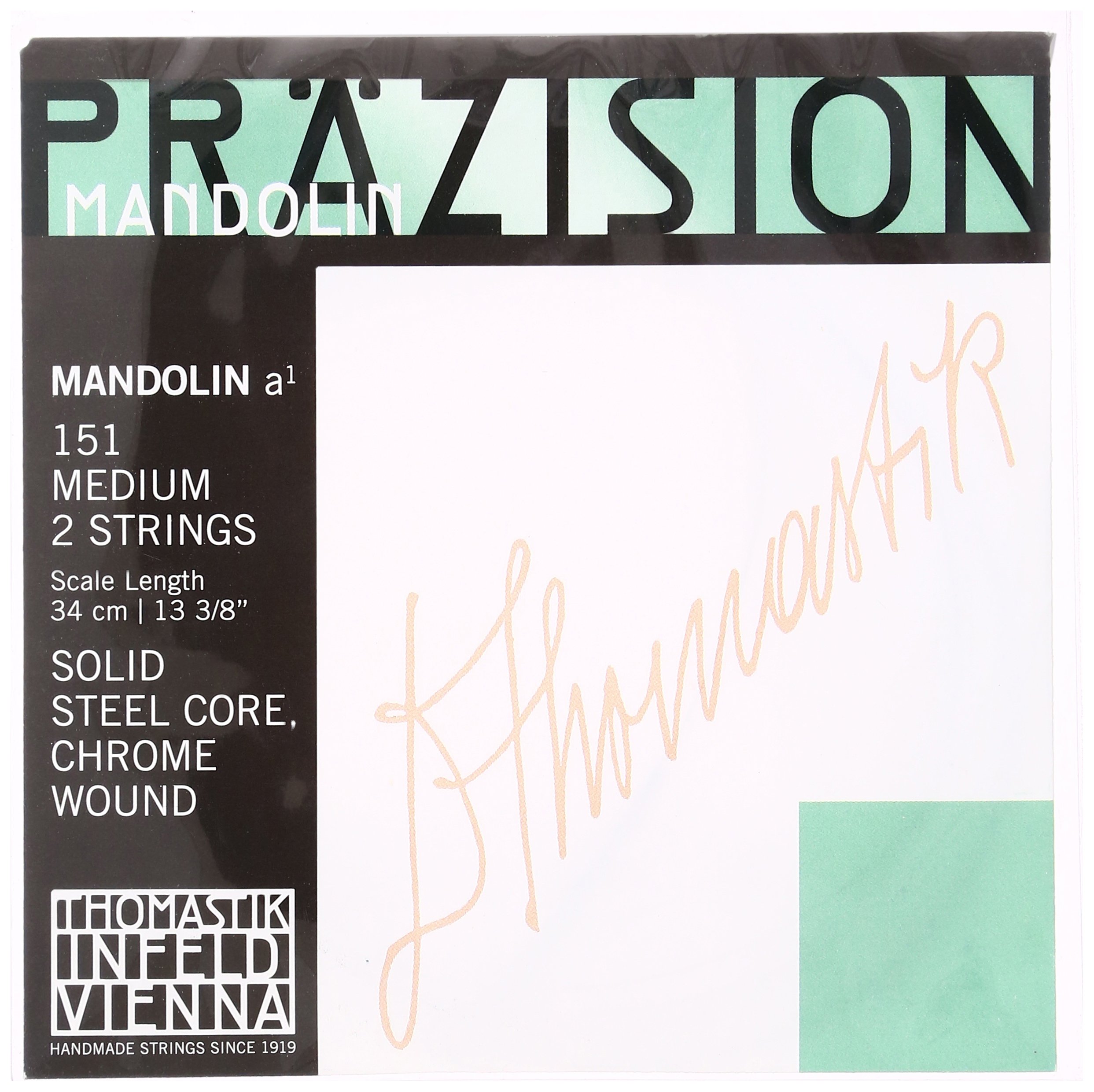Thomastik single string A 151medium (1 pair) polished chrome steel band, flatwound for mandolin precision set 154medium