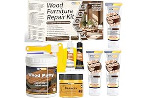 HUPEYNA Wood Repair Kit, Wood Furniture Repair Kit, Wood Filler, Wood Putty and Beeswax- Repair Stains, Scratch, Cracks, Hole, Discoloration for Wooden Door, Table, Cabinet, Bed, Floor (Walnut Series)