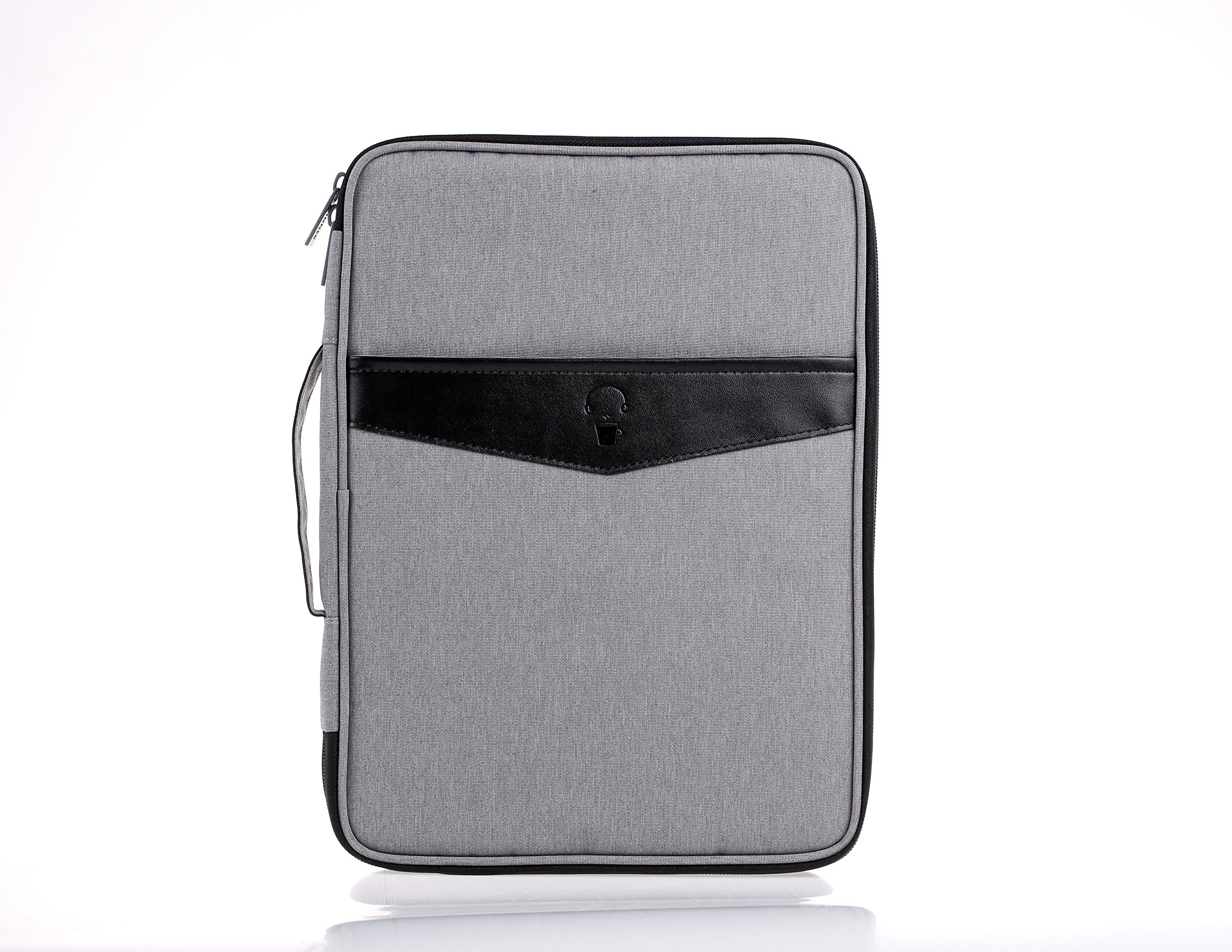 Lazyaunti Commercial Document Portfolio Padfolio Folders Organzier Binder Multi Function Waterproof Travel Pouch Zipper Case for Laptop, Ipad, Kindle, Notebook, Pen (Light Grey)
