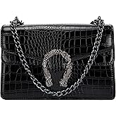 KOPNUR Women's Snake Print Crossbody and Chain Purse - Leather Satchel Bag Evening Clutch Handbag Shoulder Bag