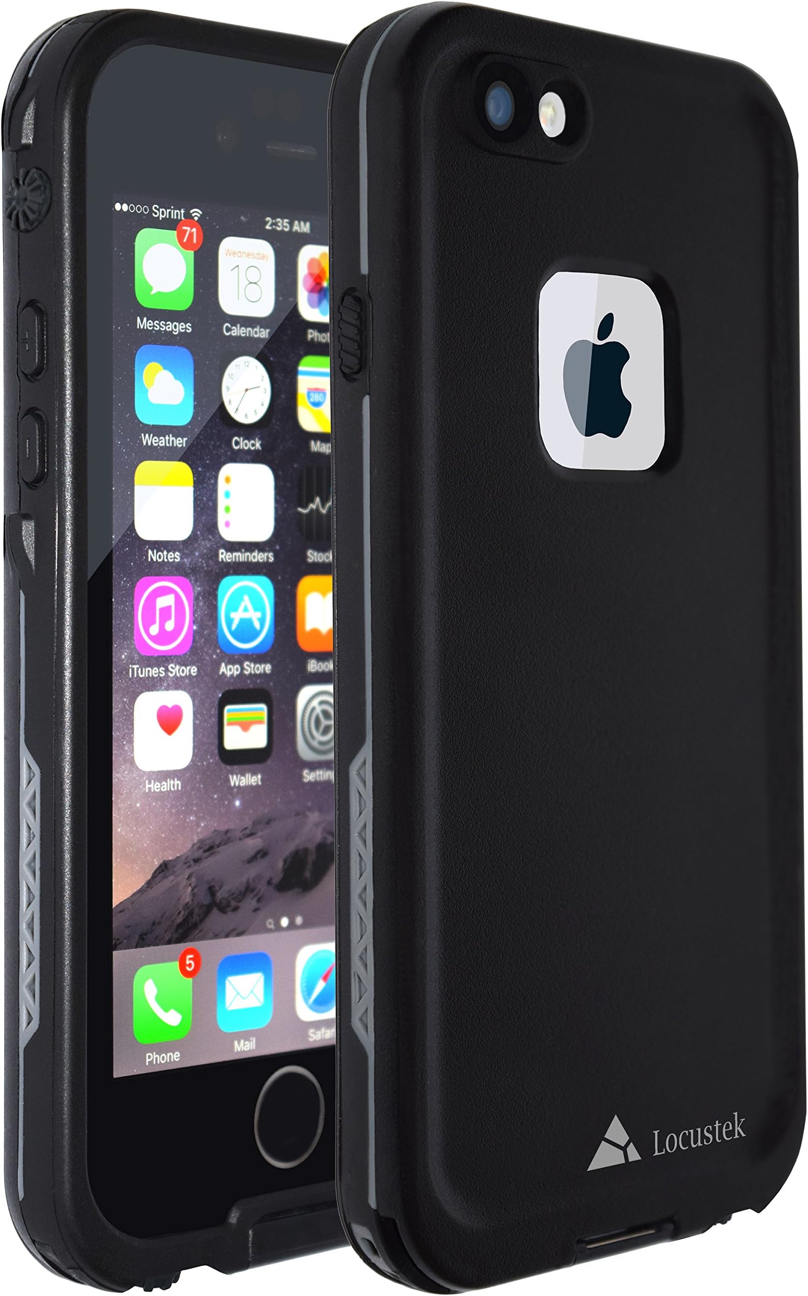 Locustek FLUX Line - Waterproof Case for Apple iPhone 6 or 6s ( IP68 Certified ) Black