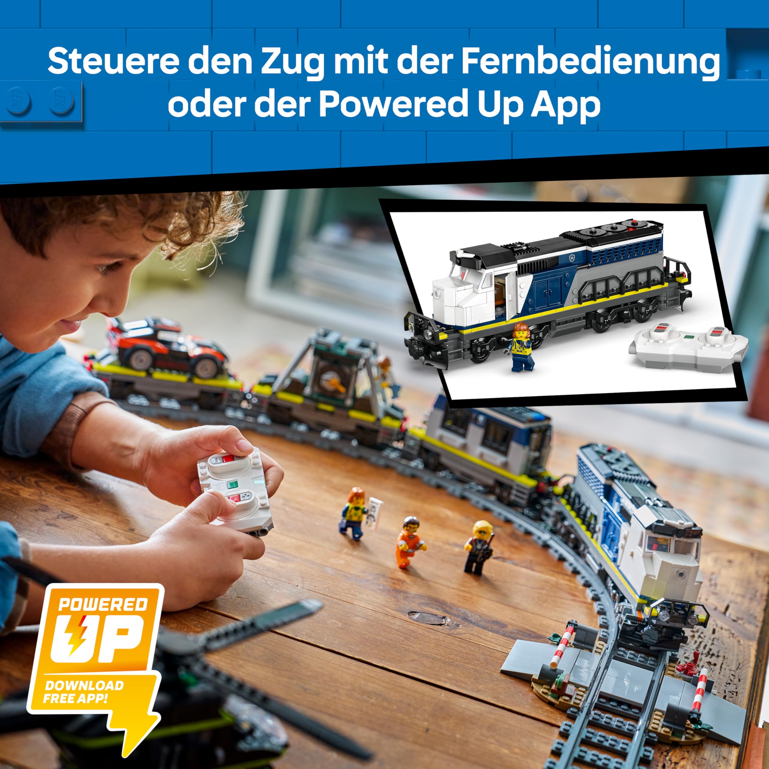 LEGO City Überfall auf den Polizeizug - Ferngesteuerter Spielzeug Zug - Modellbau mit kreisförmiger Strecke, Helikopter, Rallyeauto und 6 Minifiguren - Geschenk für Jungen ab 7 Jahren - 60508 4