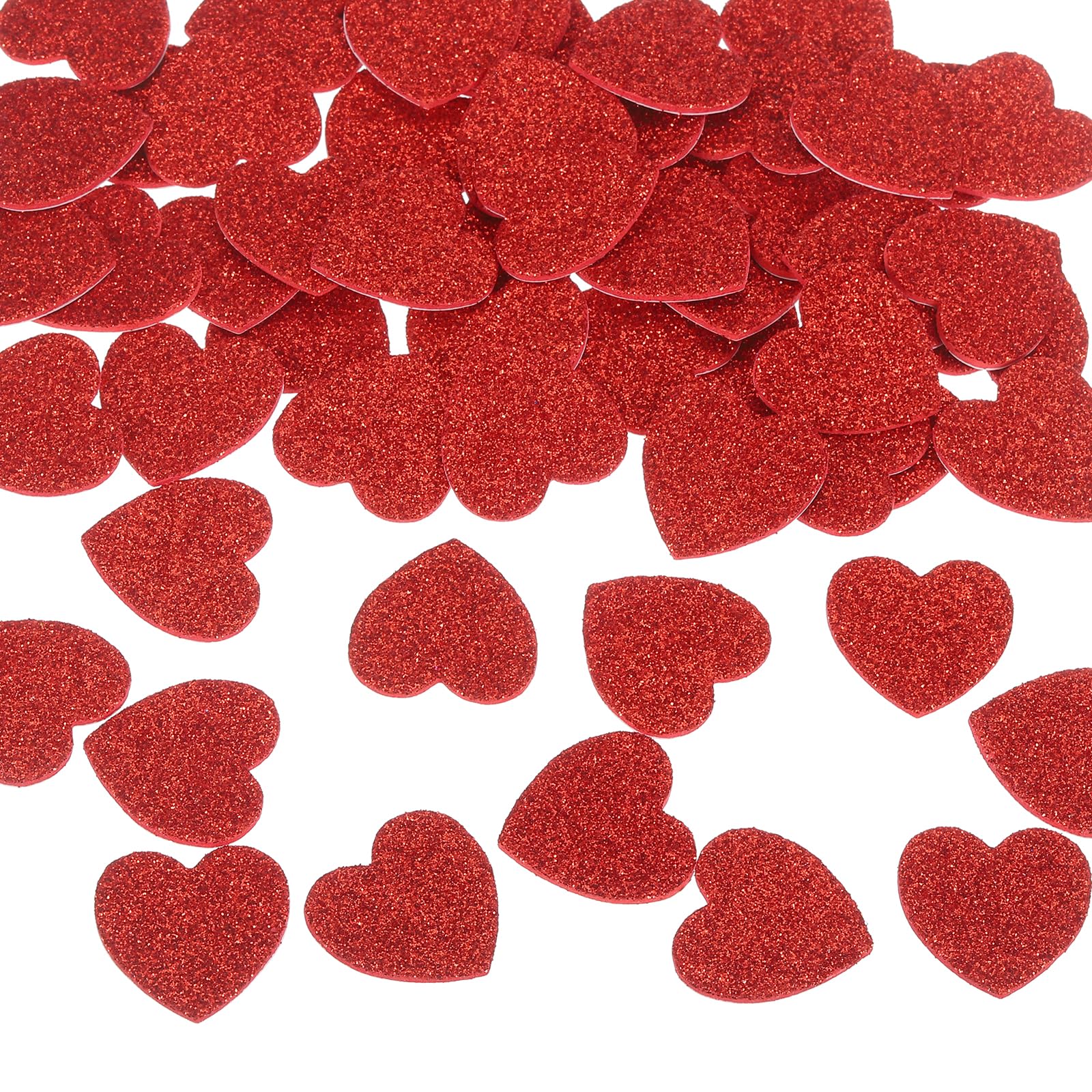 sourcing map 180Pcs Glitter Foam Stickers 1 Inch Self-Adhesive Sparkly Heart-Shape Glitter Stickers for Arts Craft Supplies, DIY and Decor, Red