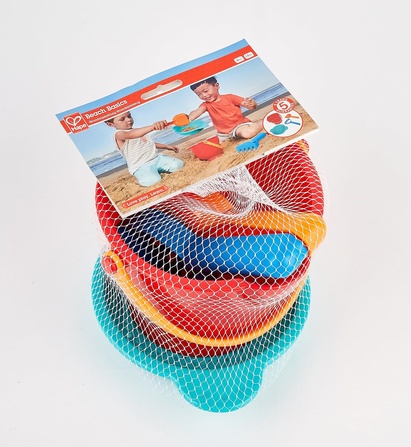 Hape Beach Basics Sand Toy Set Including Bucket Sifter, Rake, and Shovel Toys, Multicolor: Toys & Games