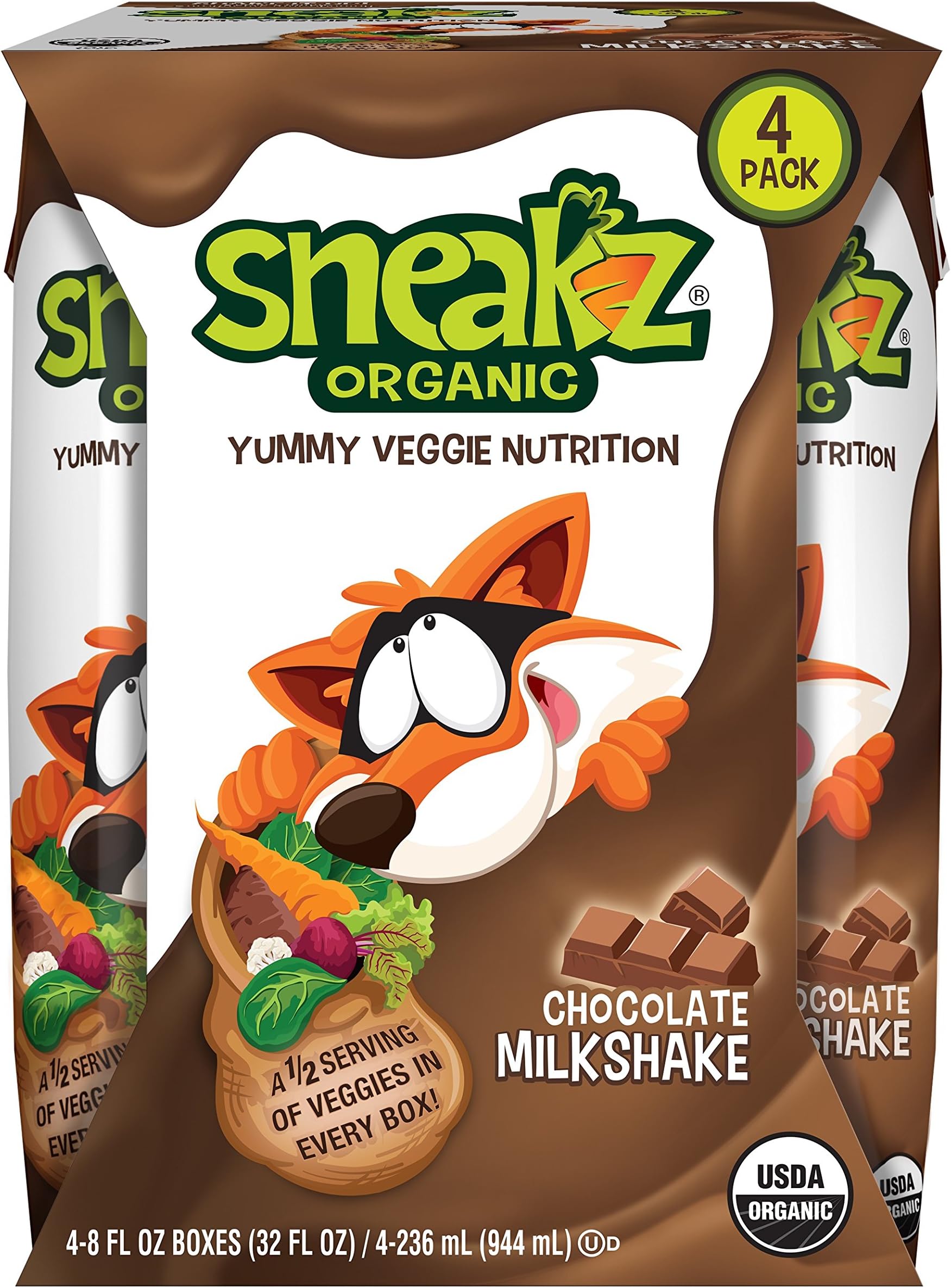 Sneakz Organic Chocolate Milkshake, Strawberry, 8 Ounce (Pack of 4)
