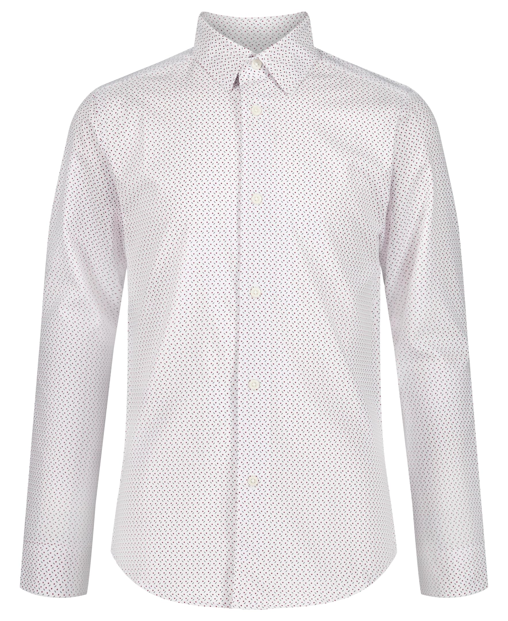 Calvin Klein Long Sleeve Patterned Dress Shirt, Button-Down Style with Cuffs & Shirttail Hem, Burgundy Dot, 18 Image