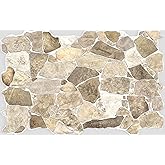Dundee Deco 3D Wall Panels Faux Stone PVC Brown Beige, 3.2 ft X 2.1 ft (98cm X 63cm), Interior Design Wall Paneling Decor, 6.