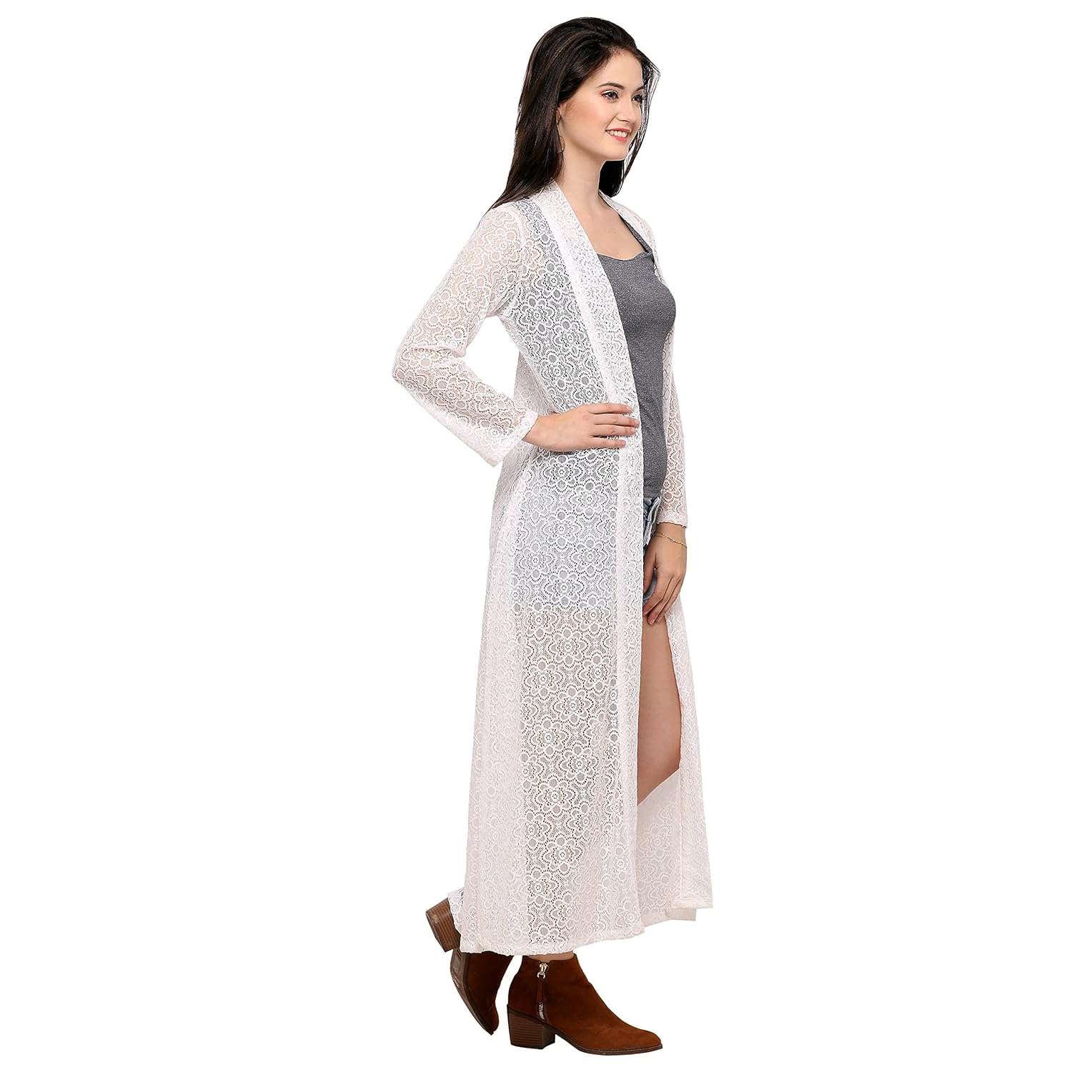 smarty pants women's lace white long shrug (smsh-52a)