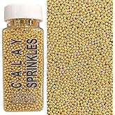 PhilaeEC Gold Nonpareils Sprinkle 2mm Mini Peals Sprinkle Edible for Cake Decoration Cupcake Topper Cookie Baking Decorations Halloween Christmas Valentine Supplies