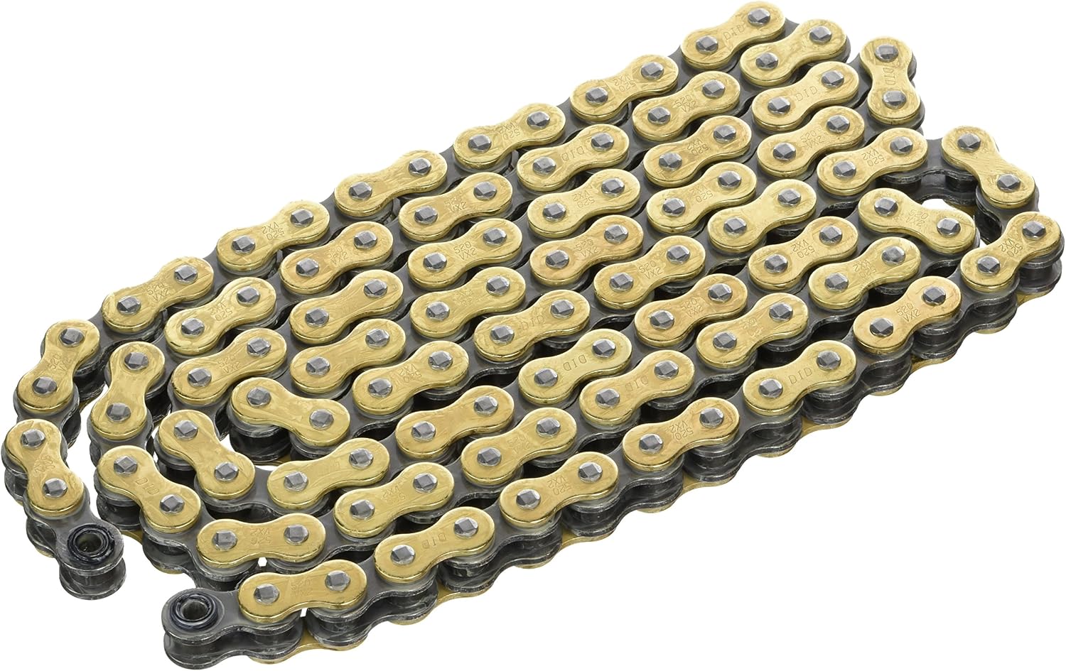 DID Chain 520 VX2, 112 links (X-Ring Gold-Open with clip lock, Gold/Schwarz