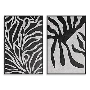 SIGNWIN 2 Piece Framed Canvas Wall Art Black...