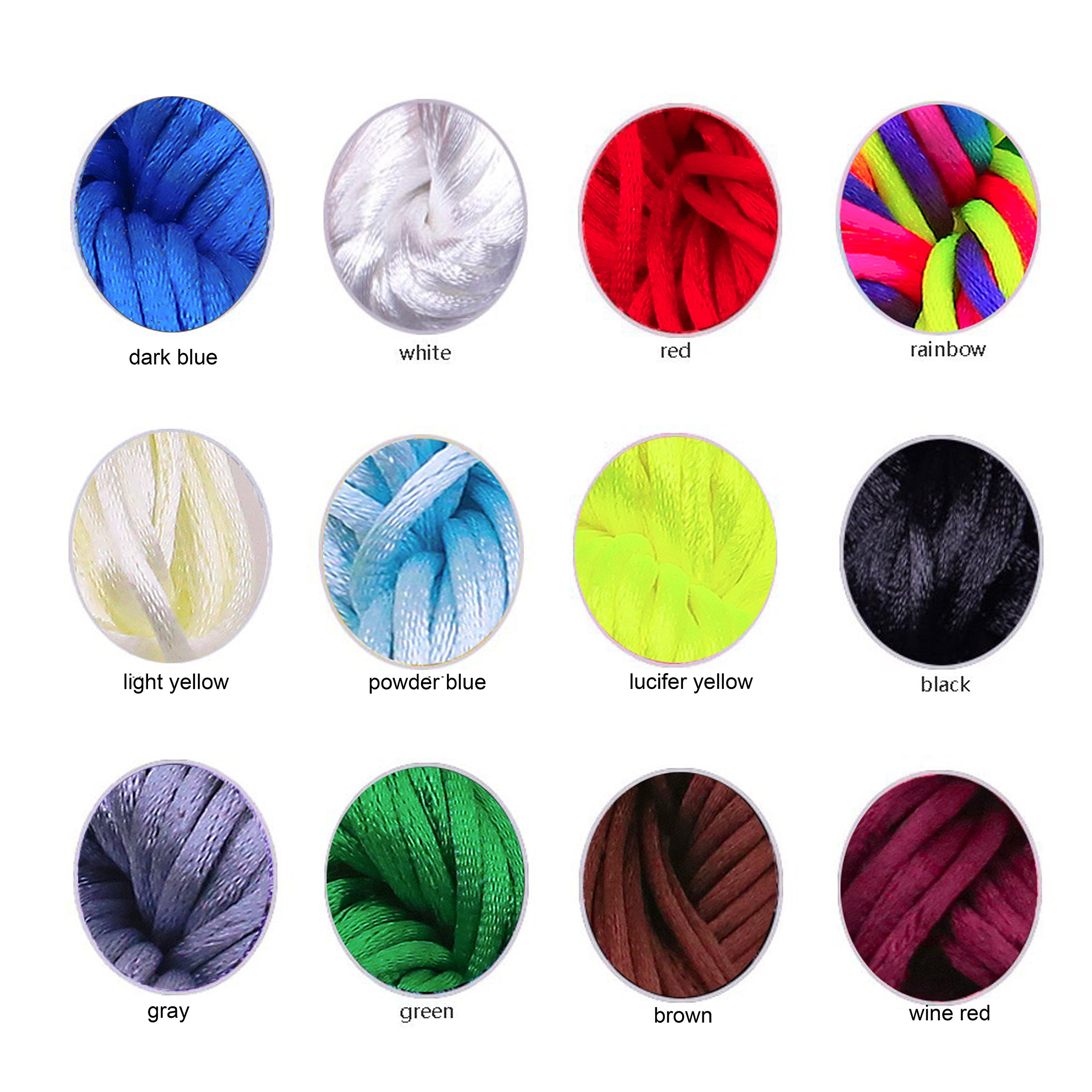 12 Colors 120 Yards 2mm Satin/Rattail Nylon Cord, Nylon Beading String for Necklace, Bracelet, Jewelry Making