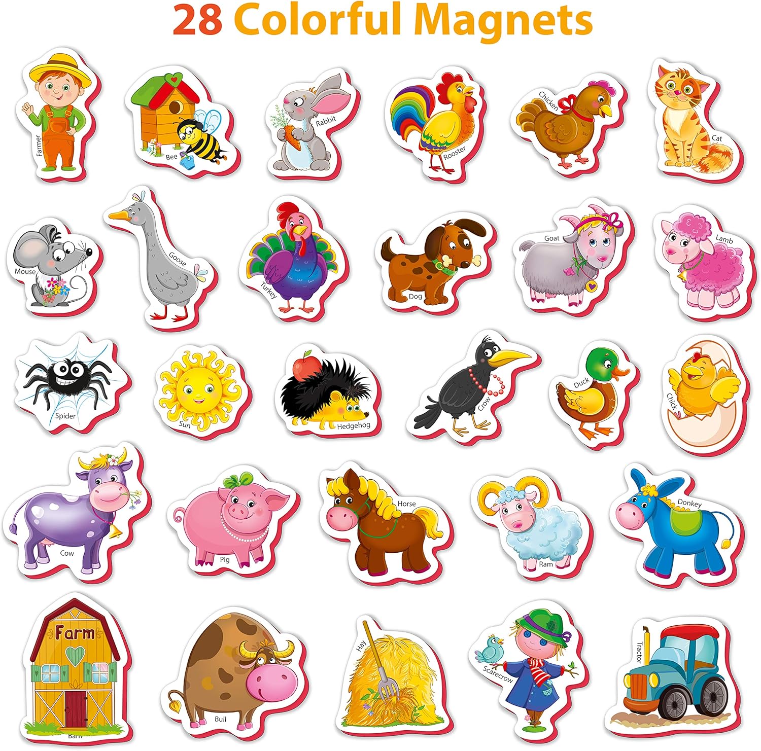 Little World Foam Refrigerator Magnets for Toddlers Age 1 - Fridge Magnets for Kids – Large Baby Magnets Toy – Set of 28 Magnetic Animals for Toddler Learning – Safe Kids Magnets for 2 3 Year Old: Toys & Games