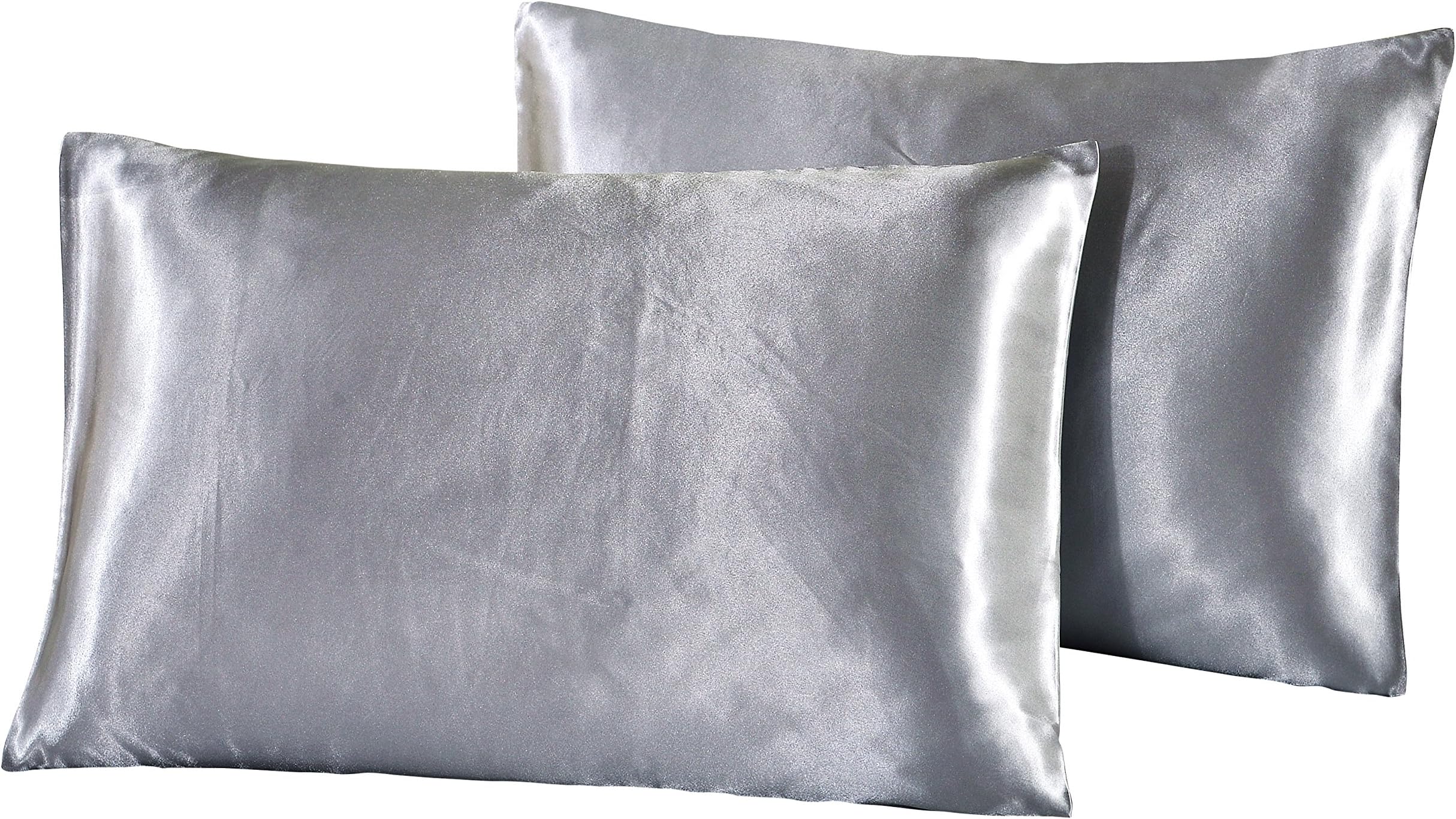 Zangge Bedding Luxury Soft Silky Pillow Case, 51 x 76 cm Bedroom - Pack of 2 (Grey)