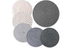 Billbotk Trivets for Hot Dishes, 6 Pieces Pot Holders for Kitchen, 100% Cotton Woven Hot Pads for Kitchen, Trivets for Kitchen Heat Resistant, 11.8 Inches and 7 Inches