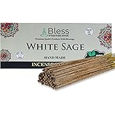 Bless-White-Sage 100%-Natural-Handmade-Hand-Dipped-Incense-Sticks Organic-Chemicals-Charcoal-Free Purification-Relaxation-Positivity-Yoga-Meditation Best-Woods-Scent (100 Sticks (5.25 OZ))