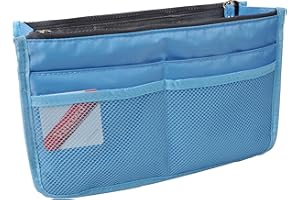 Vercord Updated Purse Handbag Organizer Insert Liner Bag in Bag 13 Pockets Sky Blue Small