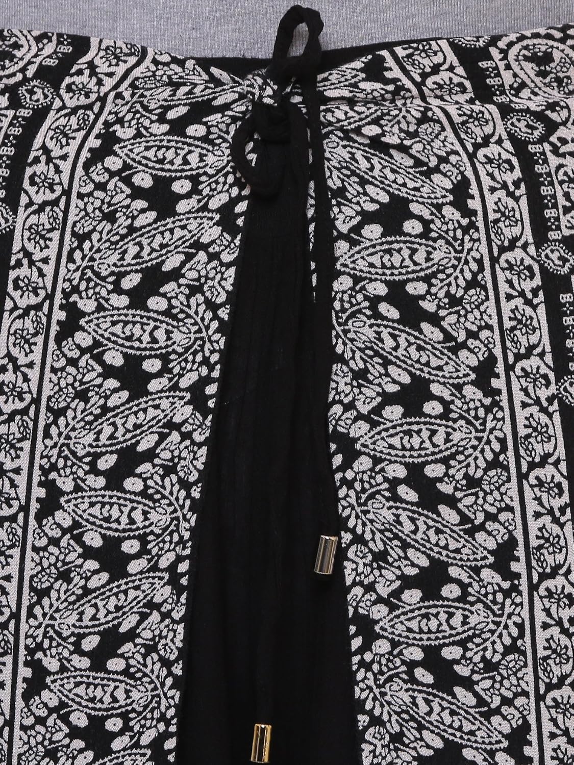 damen mode women black rayon crepe layered wrap on printed palazzo pants