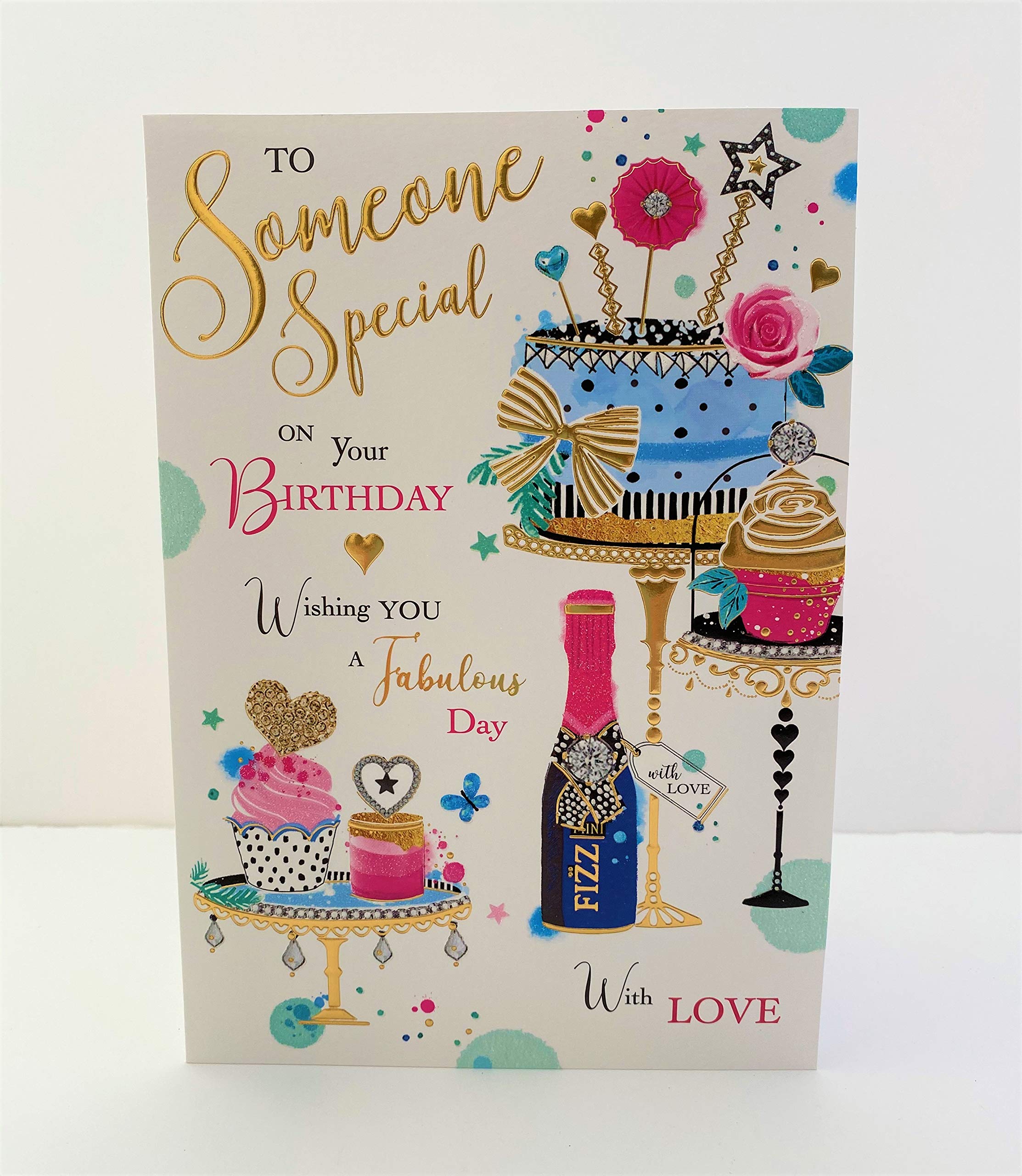 Jonny Javelin Female Someone Special Birthday Card - Birthday Cake Champagne