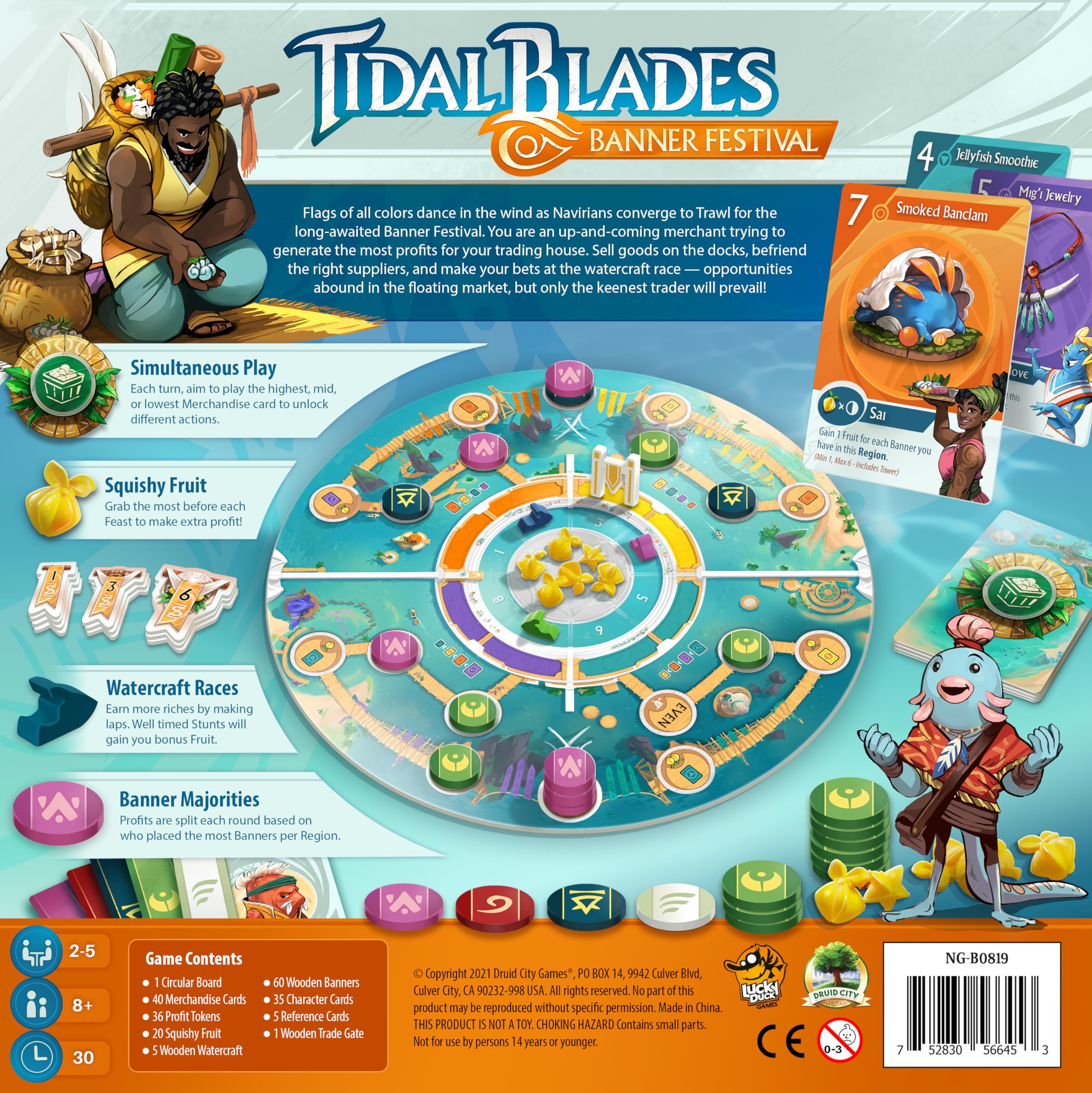 Lucky Duck Games Tidal Blades: Banner Festival - Exciting Adventure Board Game with Stunning Artwork! Strategy Game for Kids and Adults, Ages 8+, 2-5 Players, 30-45 Minute Playtime, Lucky Duck Games
