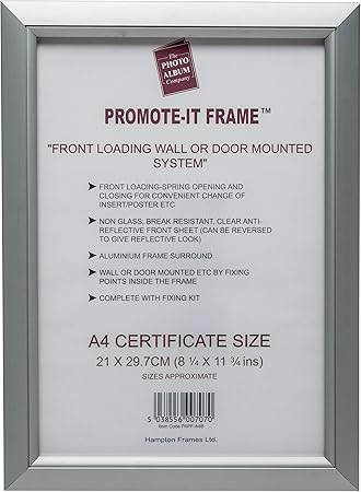 Papfa4b Promote It Silver Aluminium 21x30cm Poster Certificate Display Picture Photo Frame Snap Frame Amazon Co Uk Kitchen Home