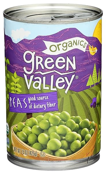 GREEN VALLEY ORGANIC SWEET PEAS, 15 OZ