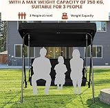 Yaheetech 3 Seater Outdoor Swing Chair Canopy Removable Cushions Black view 5