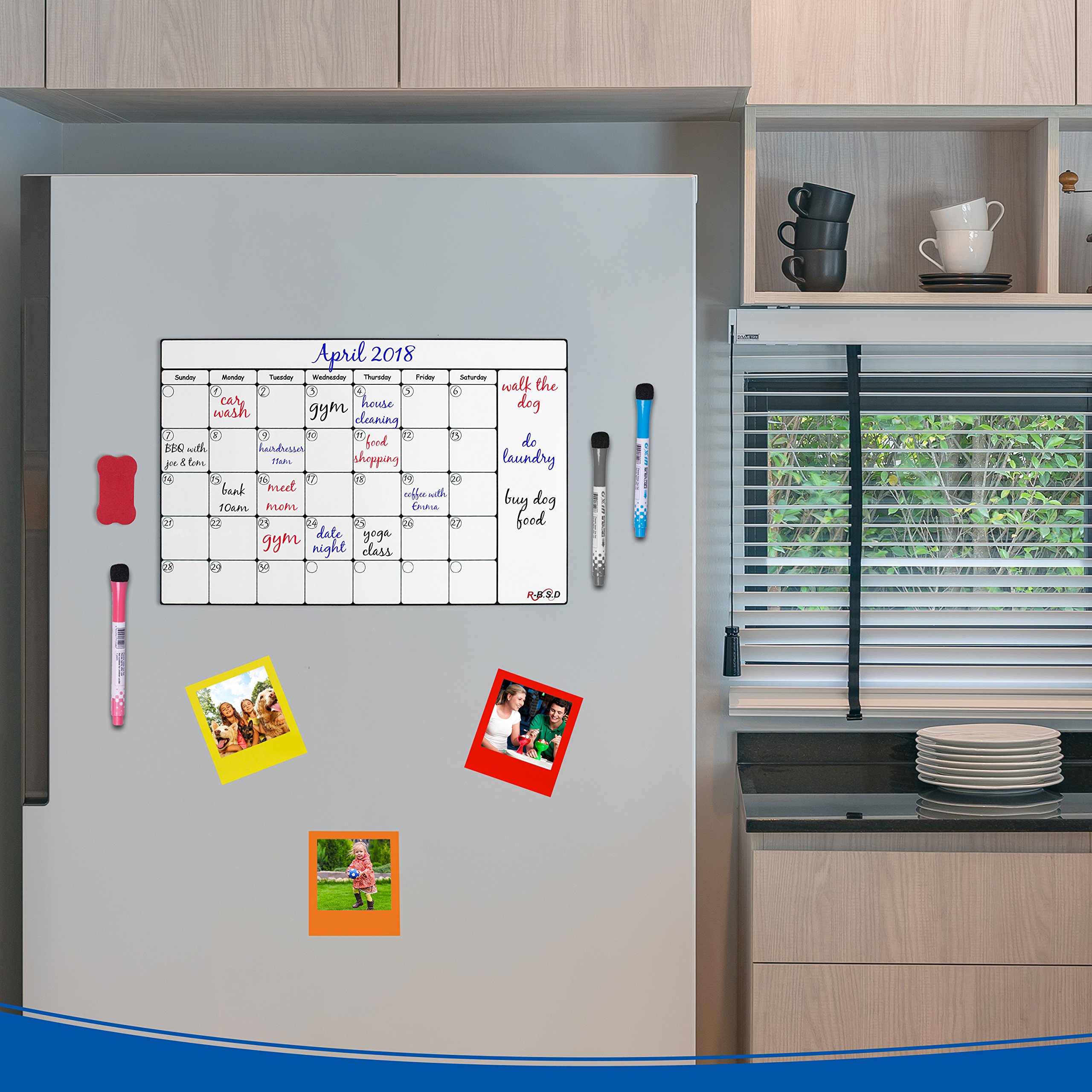 Smart Magnetic Dry Erase Calendar - Refrigerator Whiteboard Monthly Planner Will Organize Your Life to a Tee - 17\