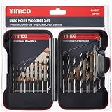 TIMCO Brad Point Wood Bit Set 15pc Weatherproof Case Hardwood Softwood view 1