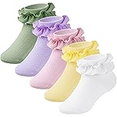 choyaxo 5 Pairs Ruffle Socks Lace Trim Cotton Socks for Baby Girls Kids Toddler Princess Style Dress