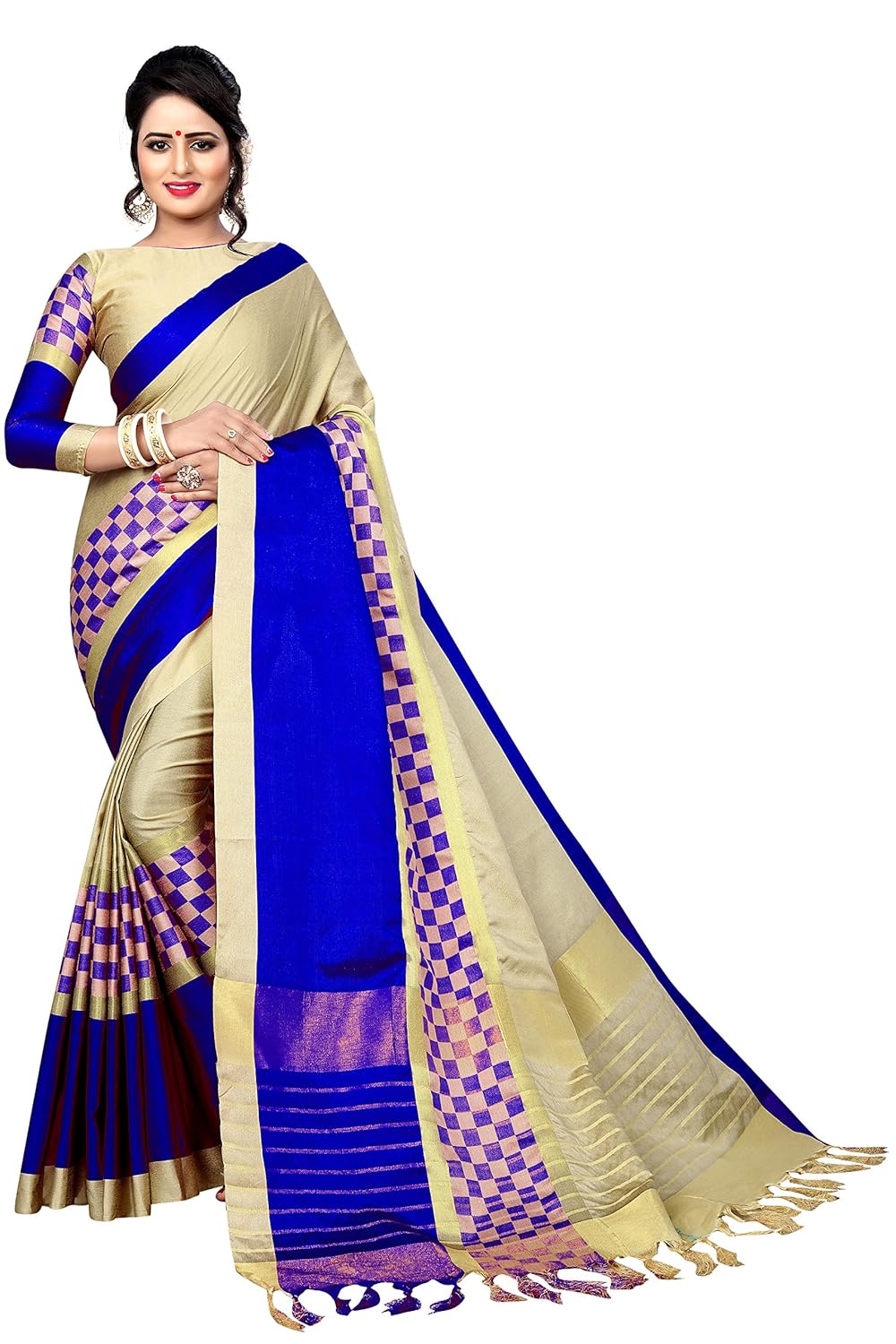 perfectblue cotton saree with blouse piece
