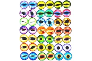 Julie Wang 20mm 40pcs Mixed Style Dragon Eyes Round time gem cover Glass Cabochon Dome Jewelry Finding Cameo Pendant Settings