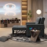 Yaheetech Sleeper Sofa Chair Bed 3 in 1 Adjustable Dark Gray Fabric view 4