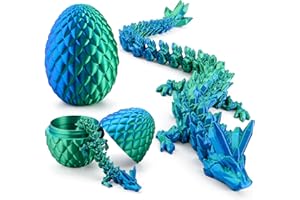 JOYIN 3D Printed Dragon Eggs with 12" Laser Blue-Green Dragon Inside, Magic Articulated Toys, Cool 3D Fidget Toy, Christmas Stuffers Party Favors for Boys Teen Girls, Classroom Prize Supplies Gifts