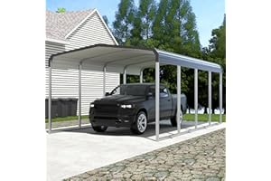 Xilingol Metal Carport, Heavy Duty Carport Canopy with Galvanized Steel Frame and Roof, Outdoor Storage Shed, Car Tent Garage Shelter for Pickup, Truck, Boat and Tractor (12x20 FT)