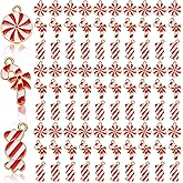 BBTO 90 Pieces Christmas Pendant Candy Cane Charms for Jewelry Making Christmas Charms Alloy Holiday Charms for DIY Crafts Necklace Bracelet Earrings Jewelry Making Supplies(Fresh Style)