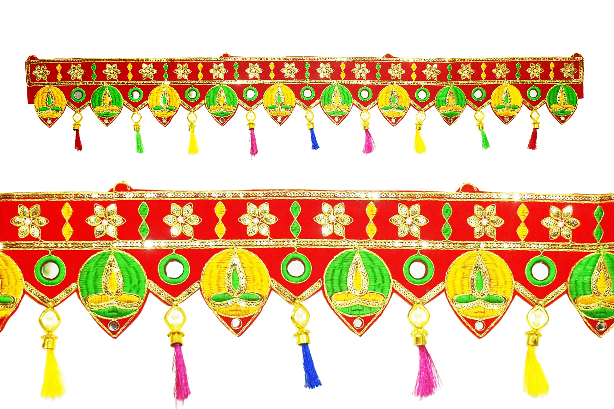 Toran Bandanwar Door Wall Cloth Hanging for Diwali Festival Traditional Indian Home Office Temple Pooja Décor Decoration Gifting Size- 40 inches (Diya/Deepak)