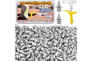 QAUYETM 260 Pcs 1/4 Inch Track Spikes, Stainless Steel Pyramid Track and Cross Country Shoe Spikes with 2 Spike Wrenches, Replacement Spikes for Sprinting Sports Short Running Shoes