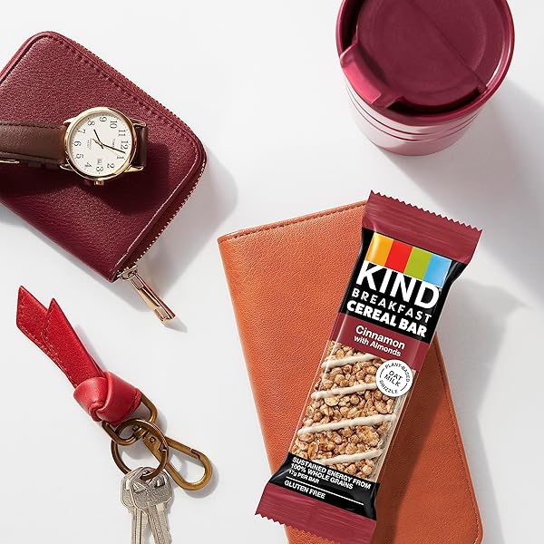 KIND BREAKFAST CEREAL BARS, CINNAMON WITH ALMONDS, HEALTHY SNACKS, GLUTEN FREE, 100% WHOLE GRAINS, 3G PROTEIN, 6 COUNT