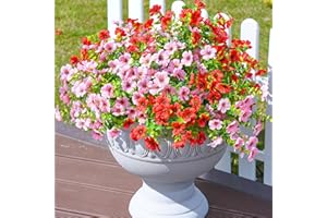 Ivydale Artificial Faux Flower Plants for Outdoor Outside Spring Summer Decoration, Faux Silk UV Resistant Look Real Colorful Daisy Bundles for Planter Front Door Porch Patio Window Box