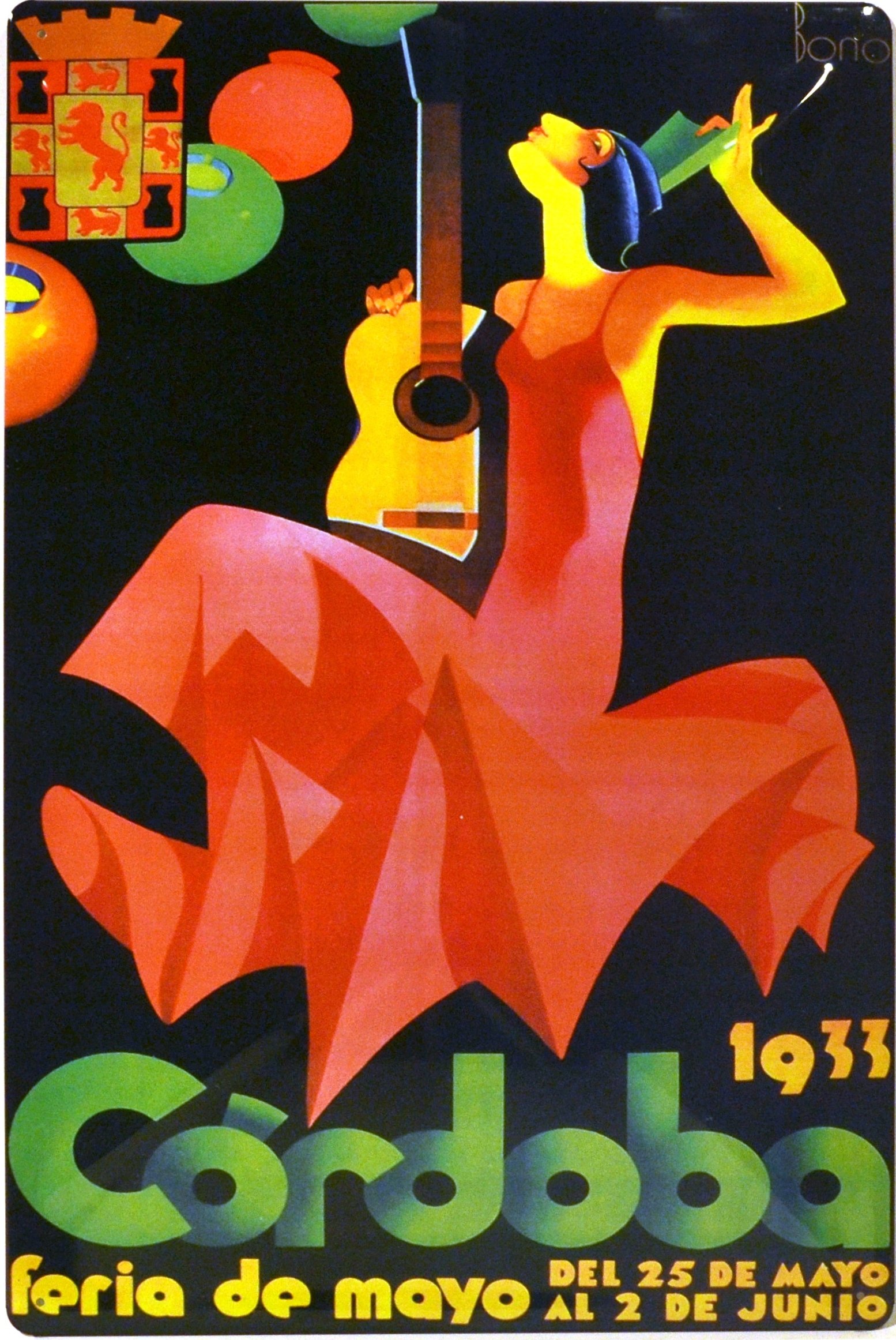 ART ESCUDELLERS Tin poster sign, with retro vintage design from Catalunya/Spain. Tin sign. 19,68" X 13,19" (FERIA DE CORDOBA 1933)